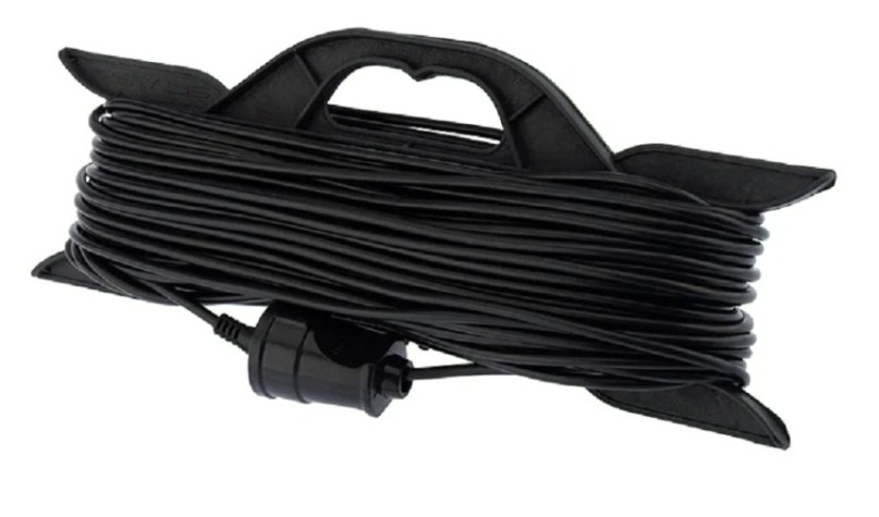 Удлинитель на рамке Proconnect 11-7104 ПВС 2х0.75, 40 м, б/з, 6A, 1300 Bт, ip20, черный