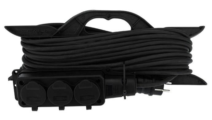 Удлинитель на рамке REXANT 11-7081 КГ 3х1.5, 20 м, 3 гнезда, морозостойкий, с/з, 16A