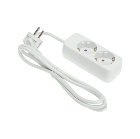 Удлинитель REXANT 13-4003 STANDARD 2 гнезда, 1,5м, 3х1,0мм², с/з, белый