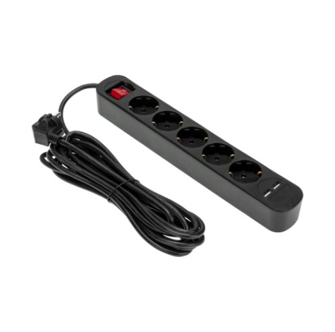 Удлинитель REXANT 13-4042 STANDARD 5 гнезд, 5м, 3х1,0мм², с/з, с выкл. 2 USB Удлинитель REXANT 13-4042 STANDARD 5 гнезд, 5м, 3х1,0мм², с/з, с выкл. 2 USB