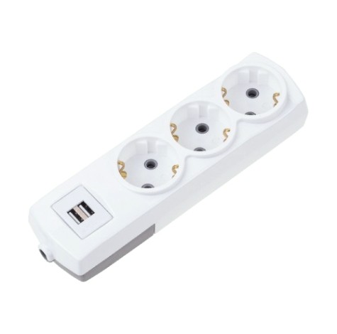 Удлинитель REXANT 13-4110 PREMIUM 3 гнезда, 3м, 3х1,5мм², с/з, 2 USB, белый