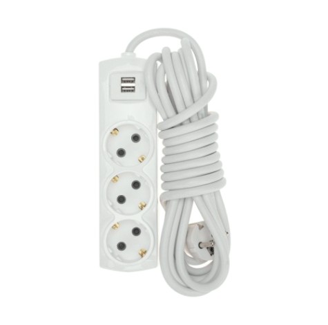 Удлинитель REXANT 13-4111 PREMIUM 3 гнезда, 5м, 3х1,5мм², с/з, 2 USB, белый Удлинитель REXANT 13-4111 PREMIUM 3 гнезда, 5м, 3х1,5мм², с/з, 2 USB, белый