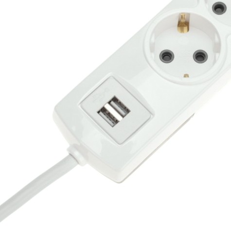 Удлинитель REXANT 13-4111 PREMIUM 3 гнезда, 5м, 3х1,5мм², с/з, 2 USB, белый Удлинитель REXANT 13-4111 PREMIUM 3 гнезда, 5м, 3х1,5мм², с/з, 2 USB, белый