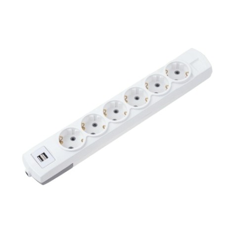 Удлинитель REXANT 13-4121 PREMIUM 6 гнезд, 1,5м, 3х1,5мм², с/з, 2 USB, белый