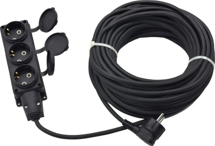 Удлинитель силовой 3 гн. GLANZEN EC-50-013 КГ 3х2,5 IP44 (50 м)