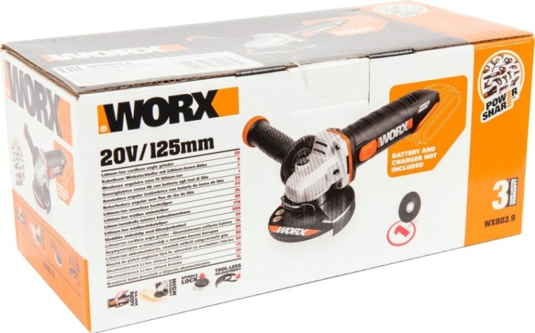 Угловая шлифмашина аккумуляторная Worx WX803.9 без АКБ и ЗУ [WX803.9]