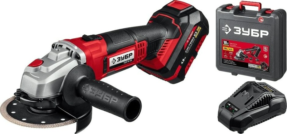 Угловая шлифмашина аккумуляторная ЗУБР УШМ-18-125-41