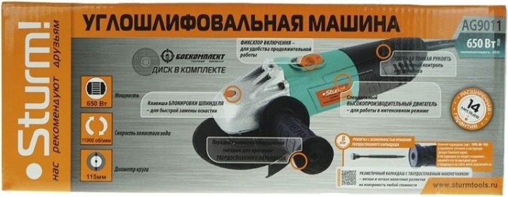 Угловая шлифмашина сетевая Sturm AG9011