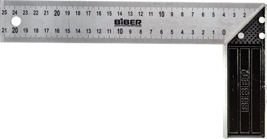 Угольник Biber ПРОФИ 250мм 40625 столярный с гравировкой [тов-093465]