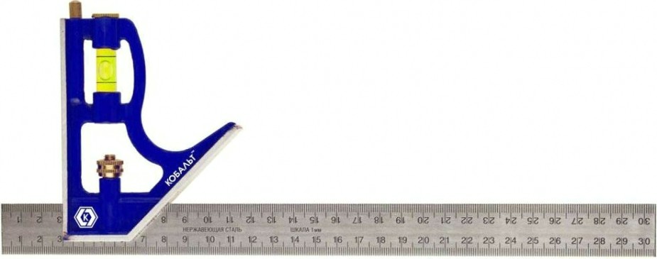 Угольник Кобальт 243-479 с уровнем 300 мм, нерж.сталь Угольник Кобальт 243-479 с уровнем 300 мм, нерж.сталь