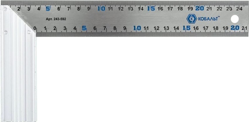 Угольник Кобальт 243-592 столярный 250 мм, нерж.сталь, алюминиевое основани Угольник Кобальт 243-592 столярный 250 мм, нерж.сталь, алюминиевое основани