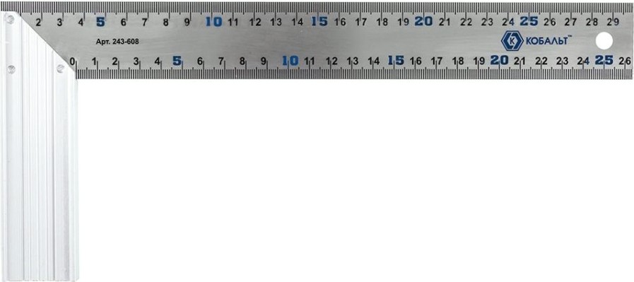 Угольник Кобальт 243-608 столярный 300 мм, нерж.сталь, алюминиевое основани Угольник Кобальт 243-608 столярный 300 мм, нерж.сталь, алюминиевое основани