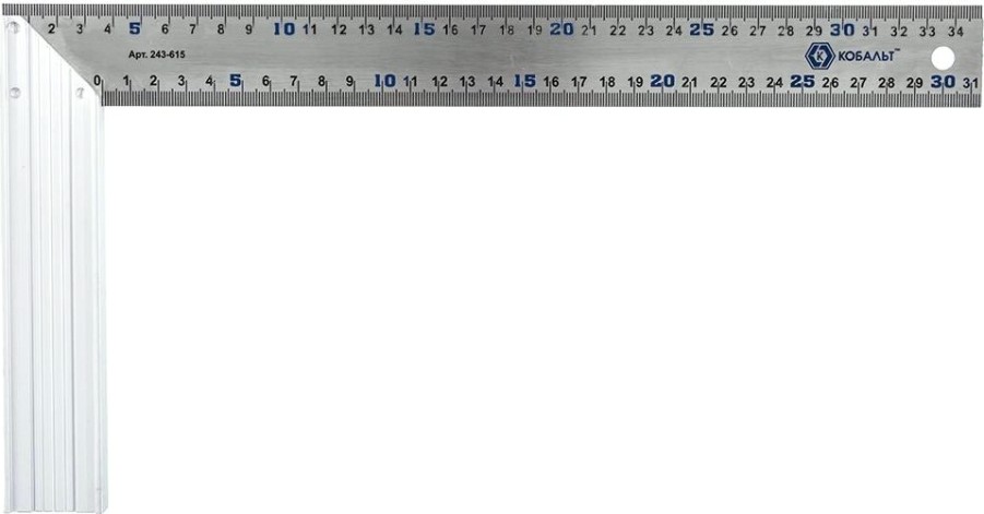 Угольник Кобальт 243-615 столярный 350 мм, нерж.сталь, алюминиевое основани Угольник Кобальт 243-615 столярный 350 мм, нерж.сталь, алюминиевое основани