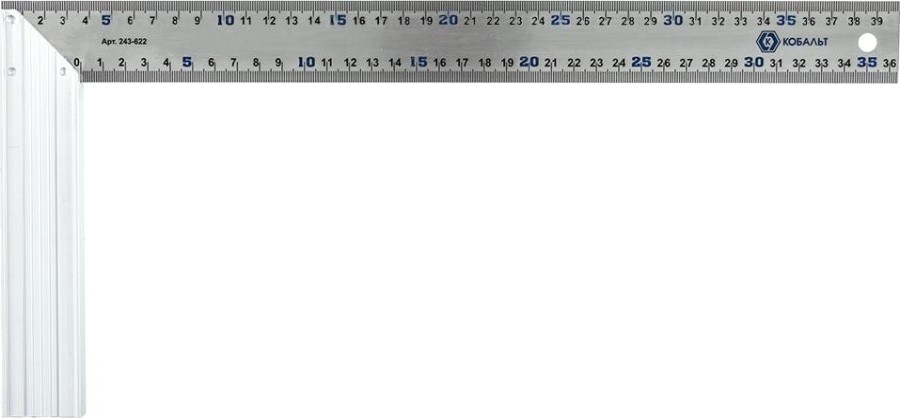 Угольник Кобальт 243-622 столярный 400 мм, нерж.сталь, алюминиевое основани Угольник Кобальт 243-622 столярный 400 мм, нерж.сталь, алюминиевое основани