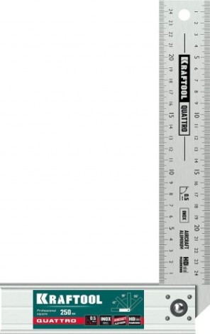 Угольник KRAFTOOL QUATTRO 250 мм складной, 4 положения [3444]