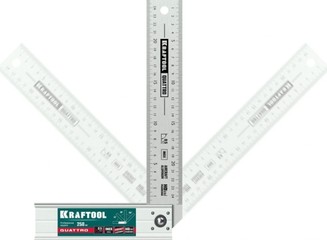 Угольник KRAFTOOL QUATTRO 250 мм складной, 4 положения [3444]