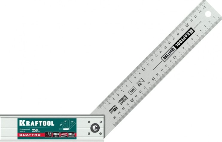 Угольник KRAFTOOL QUATTRO 250 мм складной, 4 положения [3444]