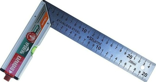 Угольник Sturm 2020-06-250 с уровнем и карандашом, 250мм, нерж.сталь Угольник Sturm 2020-06-250 с уровнем и карандашом, 250мм, нерж.сталь