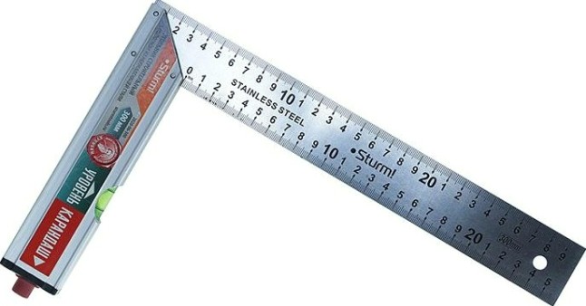 Угольник Sturm 2020-06-300 с уровнем и карандашом, 300 мм, нерж.сталь Угольник Sturm 2020-06-300 с уровнем и карандашом, 300 мм, нерж.сталь