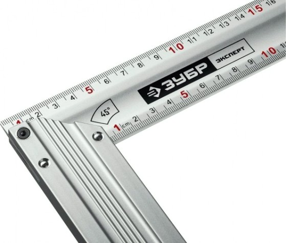 Угольник ЗУБР ЭКСПЕРТ 400 мм столярный с усиленным алюминиевым полотном [34392-40]