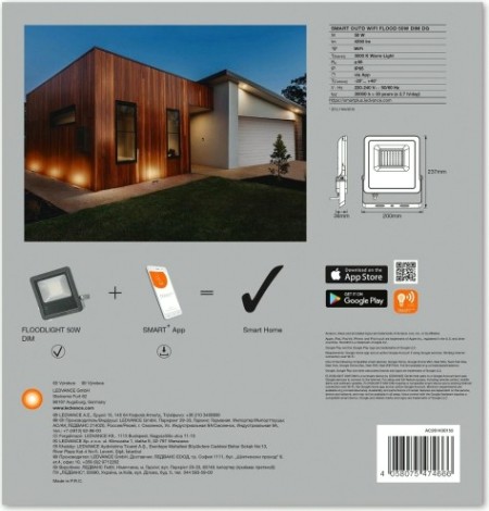 Умный прожектор Ledvance SMART wifi flood 50w dim dg [4058075474666]