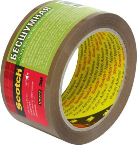 Упаковочная лента "Бесшумная" 3M Scotch® 309B клейкая, коричневая, 48 мм х 50 м [7100203047]