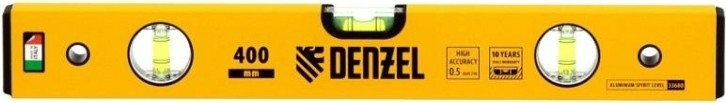 Уровень строительный DENZEL 400 мм, фрезерованный, 3 глазка, алюминиевый [33680]
