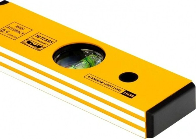 Уровень строительный DENZEL 400 мм, фрезерованный, 3 глазка, алюминиевый [33680]