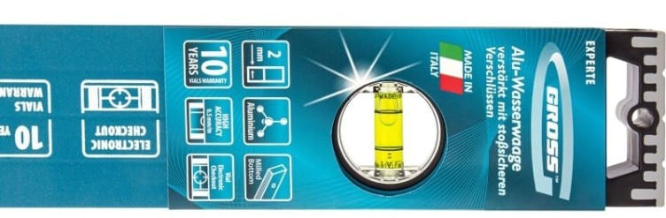 Уровень строительный GROSS 34332 алюминиевый, 1200 мм, усиленный