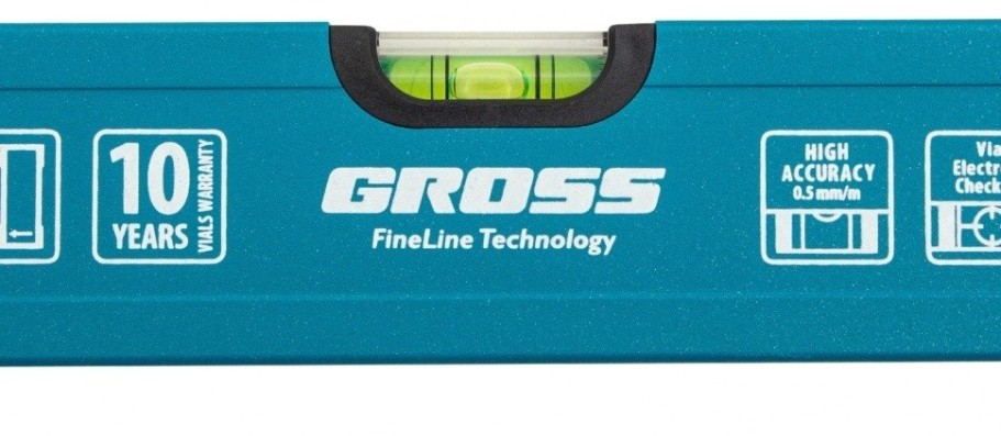 Уровень строительный GROSS 600 мм алюминиевый усиленный, 3 глазка// [33625]