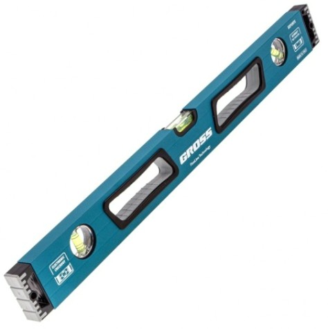 Уровень строительный GROSS 600 мм алюминиевый, усиленный с ударопрочными заглушками, [34326]