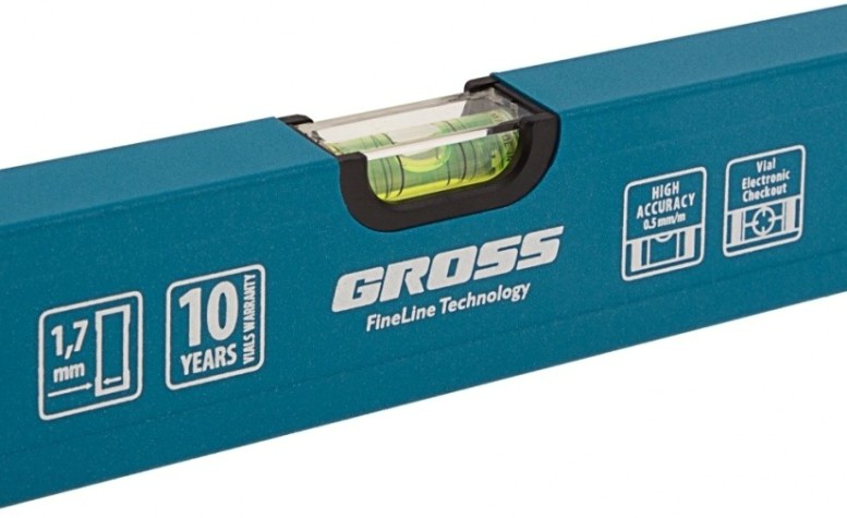 Уровень строительный GROSS 800 мм алюминиевый усиленный, 3 глазка// [33628]
