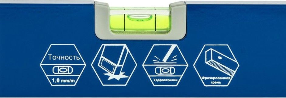 Уровень строительный Кобальт 242-984 комфорт, 600 мм, профиль 20x49 мм, 3 глазка.