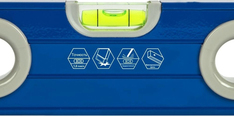 Уровень строительный Кобальт 243-080 комфорт, 600 мм, профиль 23x59 мм, 3 глазка.