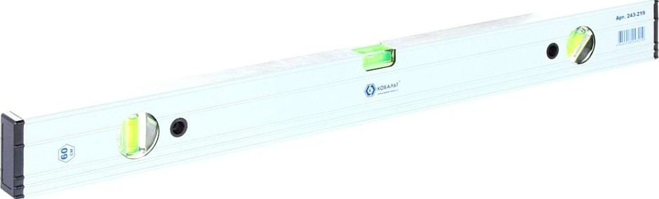 Уровень строительный Кобальт 243-219 экстра, 600 мм, профиль 23x59 мм, 3 глазка.