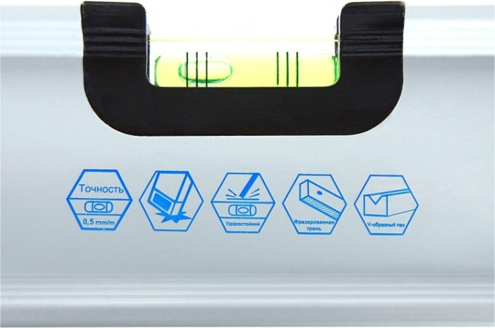 Уровень строительный Кобальт 243-295 экстра, 1000 мм, профиль 30x65 мм, 3 глазка.