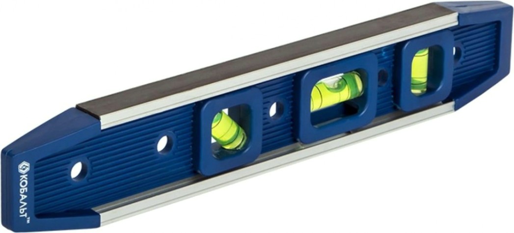 Уровень строительный Кобальт 243-356 225 мм, торпедо, 3 глазка, магнитный