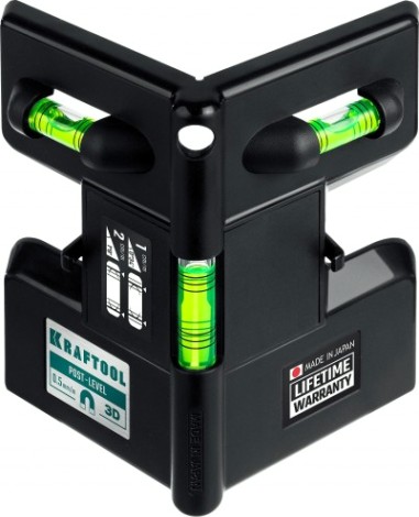 Уровень строительный KRAFTOOL 34788 Post Level магнитный угловой, 3 глазка [34788]