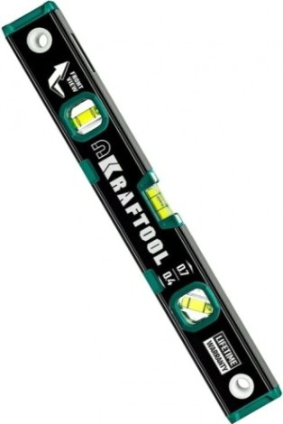 Уровень строительный KRAFTOOL 400мм магнитный с зеркальным глазком [34785-40]