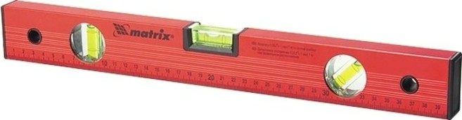 Уровень строительный MATRIX 1000 мм алюминиевый, 3 глазка, красный, линейка// [33229]