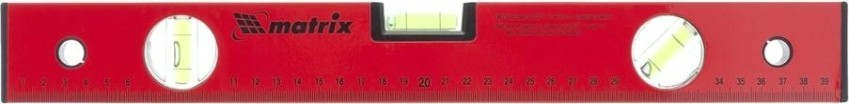 Уровень строительный MATRIX 400 мм алюминиевый, 3 глазка, красный, линейка// [33220]