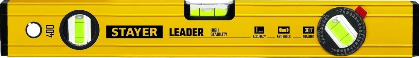 Уровень строительный STAYER LEADER фрезерованный 400 мм [3466-040_z01]