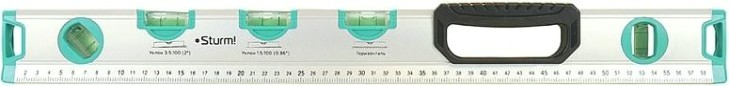 Уровень строительный Sturm 2015-10-0600 600мм, 5 глазков, углы 0/1.5/3.5/45/90°