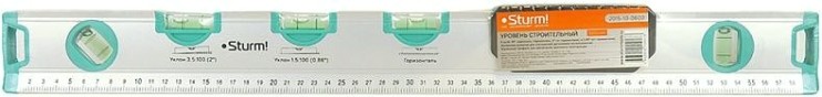Уровень строительный Sturm 2015-10-0600 600мм, 5 глазков, углы 0/1.5/3.5/45/90°