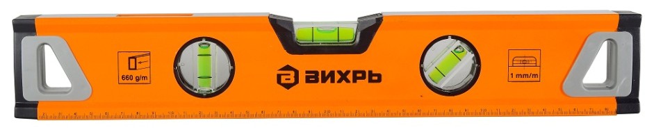 Уровень ВИХРЬ 400 мм алюминиевый "усиленный" 3 глазка (1 зеркальный), 2 [73/11/4/9]