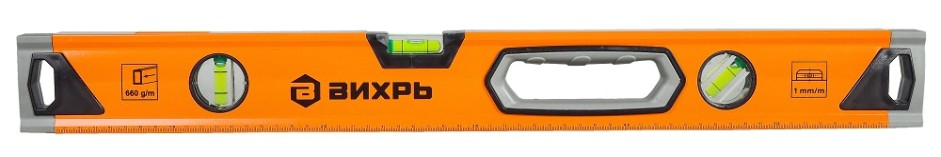 Уровень ВИХРЬ 600 мм алюминиевый "усиленный" 3 глазка (1 зеркальный), 2 [73/11/4/10]