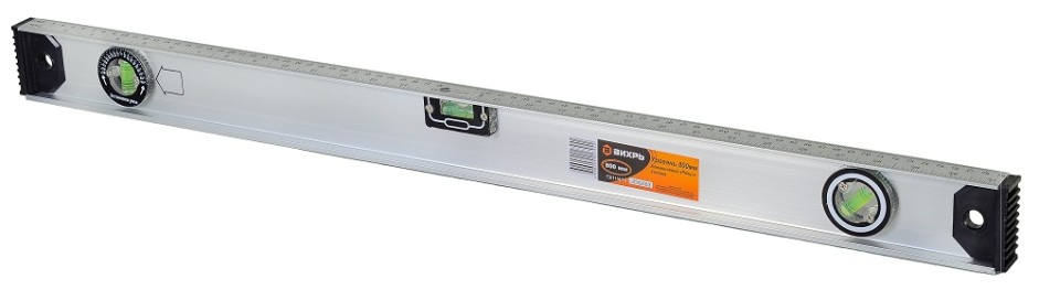 Уровень ВИХРЬ 800 мм алюминиевый "рельс", 3 глазка (1 поворотный) [73/11/4/15]