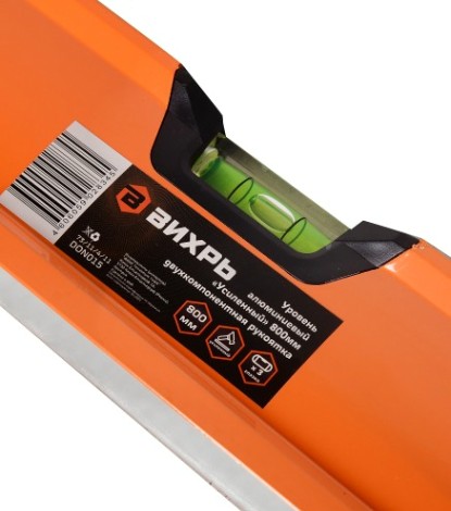 Уровень ВИХРЬ 800 мм алюминиевый "усиленный" 3 глазка (1 зеркальный), 2 [73/11/4/11]