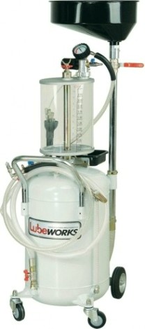 Установка откачки масла LUBEWORKS AODE 290 пневмо, объем 90л, с колбой 8л и воронкой 18л