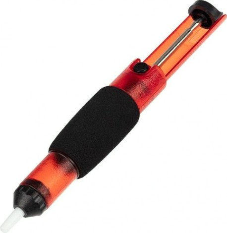 Вакуумный экстрактор припоя REXANT ПО0204 (оловоотсос), пластик, прозрачно-красный [12-0204]